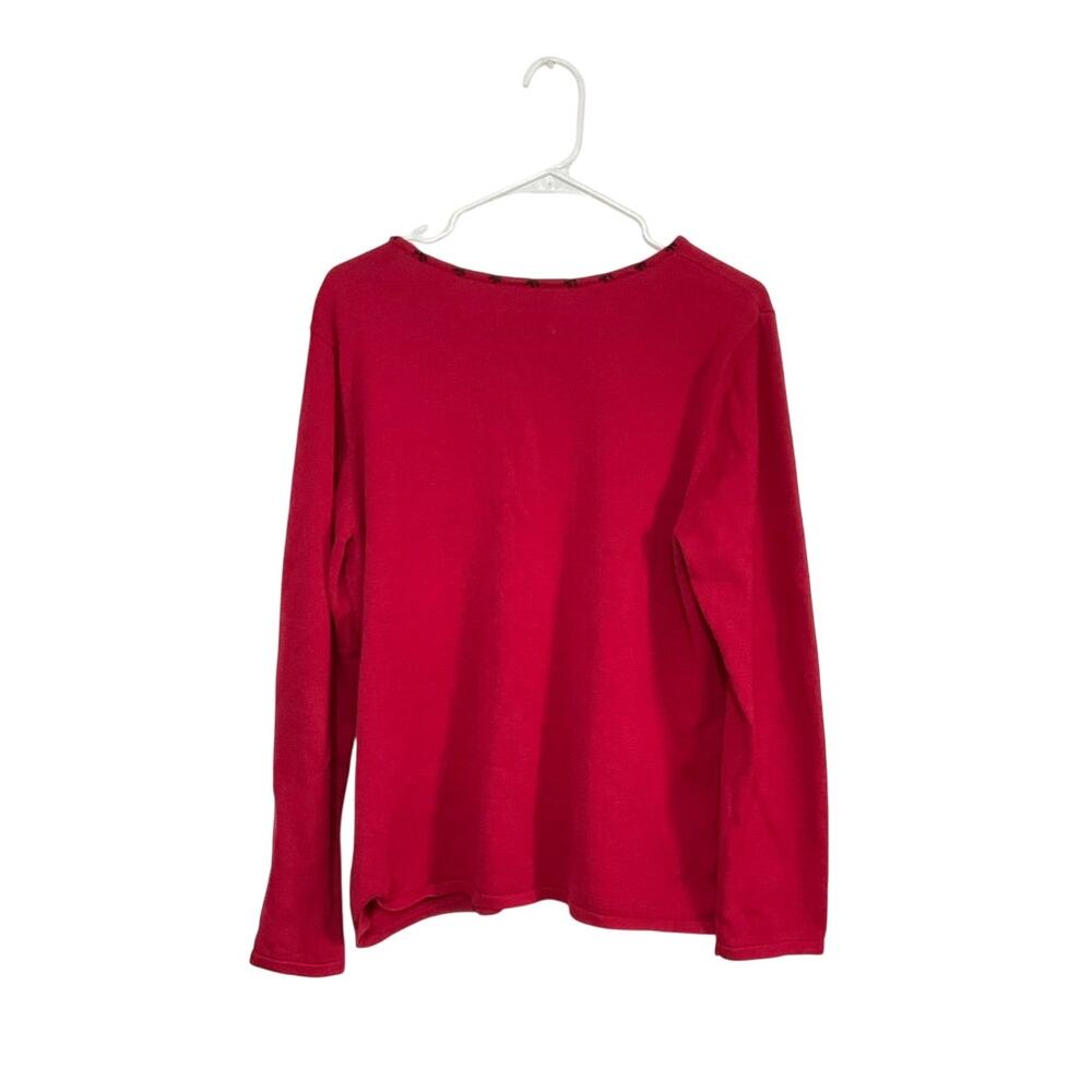 Christopher & Banks V-Neck Beaded Long Sleeves Red Knit Pullover Sweater Large - Picture 3 of 7